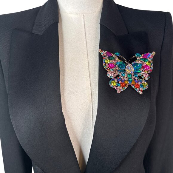 2/$30 Colorful Rhinestone Butterfly Brooch Pin Jewelry Eye Catching Accessory - Picture 3 of 9